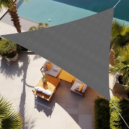 Shade&Beyond 16' x 16' x 16' Grey Color Triangle Sun Shade Sail, UV Block for Outdoor Facility and Activities