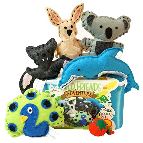 Four Seasons Crafting Kids Sewing Kit and Animal Crafts - Fun DIY Kid Craft and Sew Kits for Girls and Boys 120 Piece Set