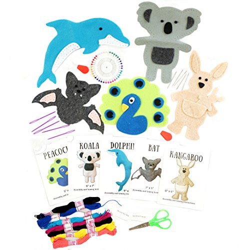 Four Seasons Crafting Kids Sewing Kit and Animal Crafts - Fun DIY Kid Craft and Sew Kits for Girls and Boys 120 Piece Set