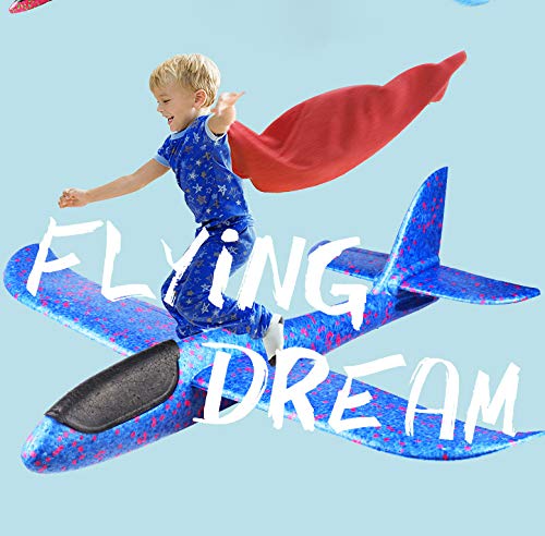BooTaa 2 Pack Airplane Toys, 17.5" Large Throwing Foam Plane, 2 Flight Mode Glider Plane, Flying Toy for Kids, Gifts for 3 4 5 6 7 Year Old Boy, Outdoor Sport Toys Birthday Party Favors Foam Airplane