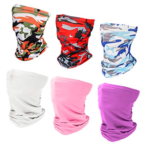 Sun UV Protection Face Mask Neck Gaiter - 6 Pack