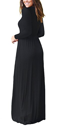 Women's Long Sleeve A-line Maxi Dress with Pockets