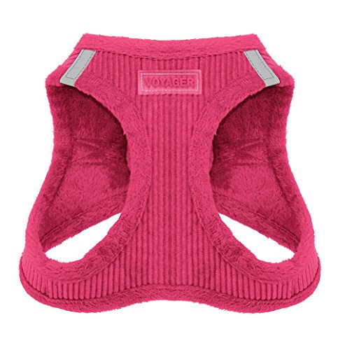 Voyager Step-In Plush Dog Harness â Soft Plush, Step In Vest Harness for Small and Medium Dogs â By Best Pet Supplies - Fuchsia Corduroy, X-Small (Chest: 13" - 14.5")