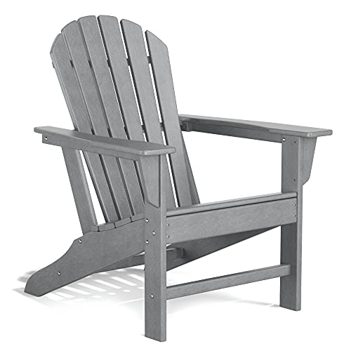 HDPE Adirondack Chair, Patio Outdoor Chairs, Plastic Resin Deck Chair, Painted Weather Resistant, for Deck, Garden, Backyard & Lawn Furniture, Fire Pit, Porch Seating by DAILYLIFE (Slate Gray)
