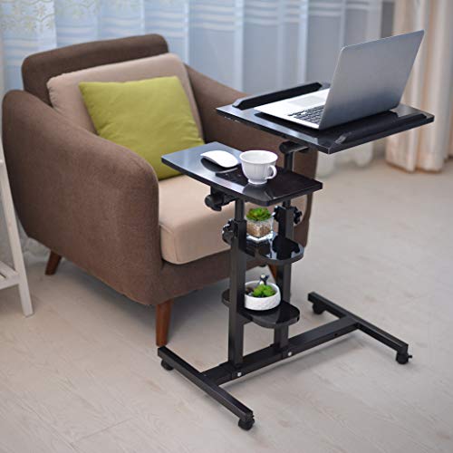 Black 2-Tiered Corner Computer Desk with Storage