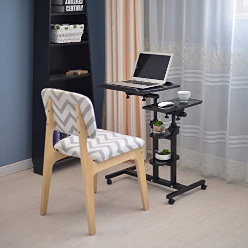 Black 2-Tiered Corner Computer Desk with Storage