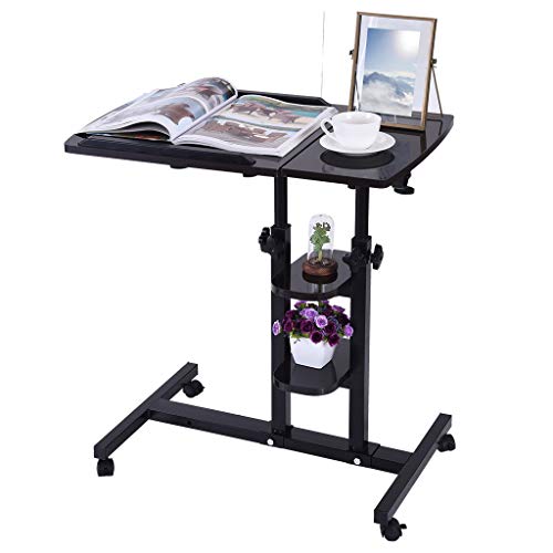 Black 2-Tiered Corner Computer Desk with Storage