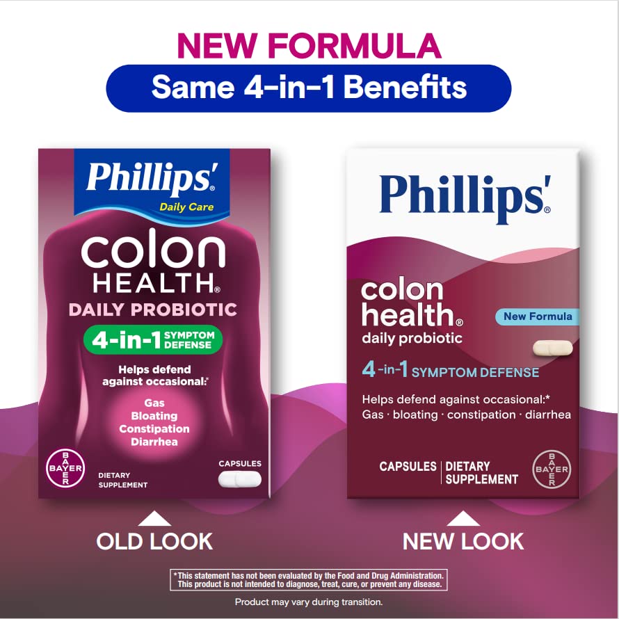 Phillips Colon Health - Probiotics Capsules - Immune Support - Helps Defend Occasional Gas, Bloating, Constipation, & Diarrhea - 60 Count