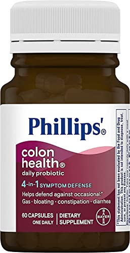 Phillips Colon Health - Probiotics Capsules - Immune Support - Helps Defend Occasional Gas, Bloating, Constipation, & Diarrhea - 60 Count