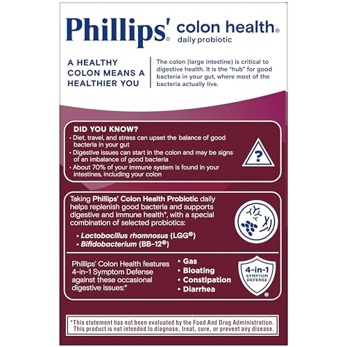 Phillips Colon Health - Probiotics Capsules - Immune Support - Helps Defend Occasional Gas, Bloating, Constipation, & Diarrhea - 60 Count