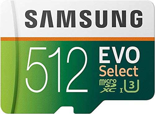 SAMSUNG EVO Select 512GB microSDXC UHS-I U3 100MB/s Full HD & 4K UHD Memory Card with Adapter (MB-ME512HA)