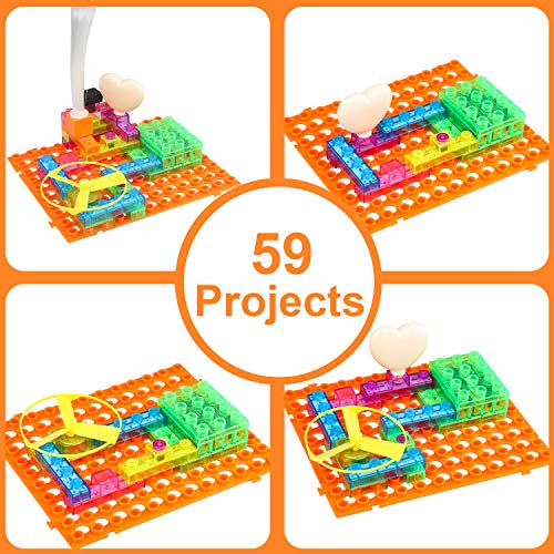 PANTHEON Circuit Kit with Lighted Bricks Magnets 59 Different Projects in 1, Best STEM Educational Gift for Boys and Girls Ages 6 - 14, Science Experiment Kit w Electronic Blocks, Circuits for Kids