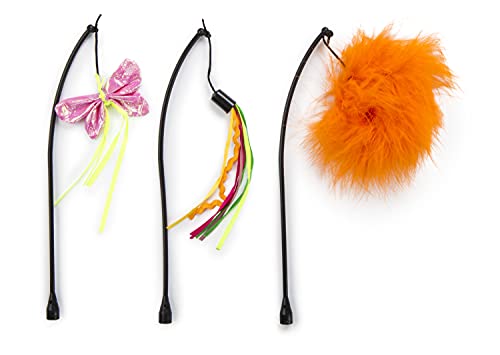 SmartyKat, Universal Replacement Wands, Screw-On, Use with Feather Whirl Electronic Cat Toy or Petlinks Wild Thing Electronic Cat Toy, 3 Pack