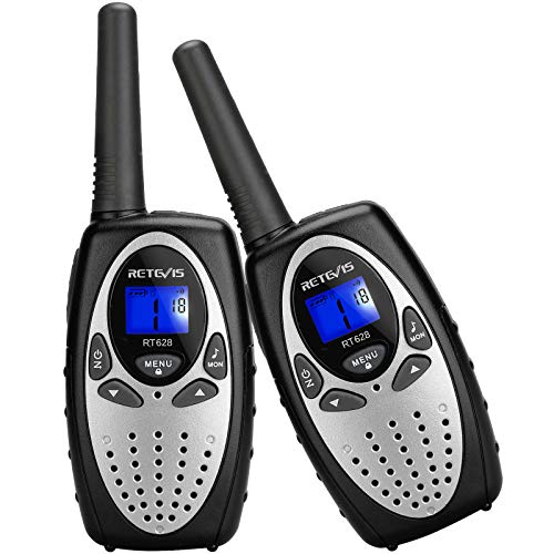 Retevis RT628 Walkie Talkies for Adults Kids Family, Long Range Rechargeable 22 Channels, Gift for Boys Girls Outdoor Vacation Travel (Silvery, 2 Pack)
