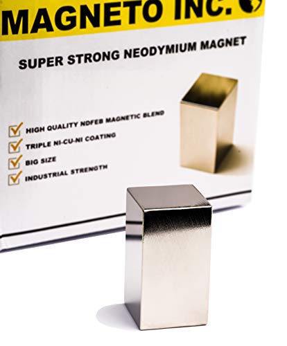 THE BEST CHOICE on Amazon (New Size from BestSeller) 400 LBS/180 KG Pull Force Neodymium Magnet 1.25x1.25x2.25 in. Home Application Grade