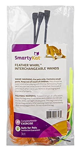 SmartyKat, Universal Replacement Wands, Screw-On, Use with Feather Whirl Electronic Cat Toy or Petlinks Wild Thing Electronic Cat Toy, 3 Pack