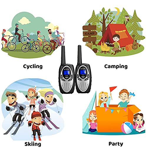Retevis RT628 Walkie Talkies for Adults Kids Family, Long Range Rechargeable 22 Channels, Gift for Boys Girls Outdoor Vacation Travel (Silvery, 2 Pack)
