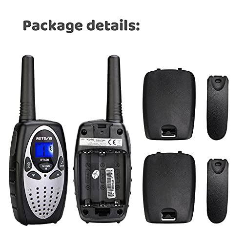 Retevis RT628 Walkie Talkies for Adults Kids Family, Long Range Rechargeable 22 Channels, Gift for Boys Girls Outdoor Vacation Travel (Silvery, 2 Pack)