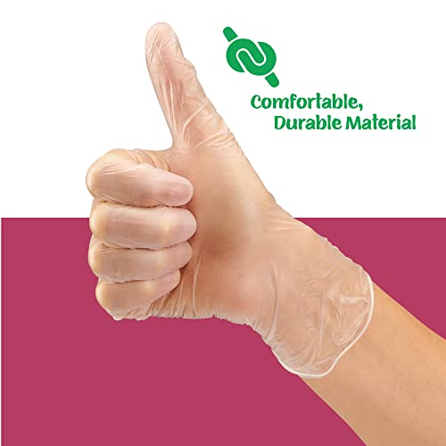 Disposable Vinyl Gloves | Extra Large Size | Heavy Duty | Non Sterile | Powder Free | Latex Free Rubber | 100 Count Box | Food Safe