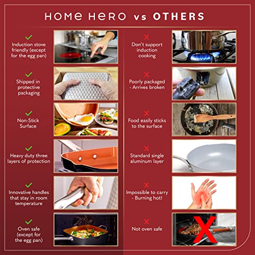 Home Hero Copper Pots and Pans Set -23pc Copper Cookware Set Copper Pan Set Ceramic Cookware Set Ceramic Pots and Pans Set Nonstick Induction Cookware Sets Pot and Pan Set Nonstick Cookware Set