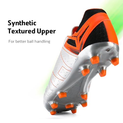 DREAM PAIRS Mens Cleats Football Soccer Shoes, 471-black-grey - 11 (160471-M),Size 7.5,Silver/Orange/Black,160471-M
