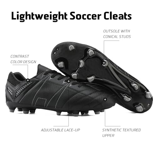 DREAM PAIRS Mens Cleats Football Soccer Shoes, 471-black-grey - 11 (160471-M),Size 9,Black/Grey,160471-M