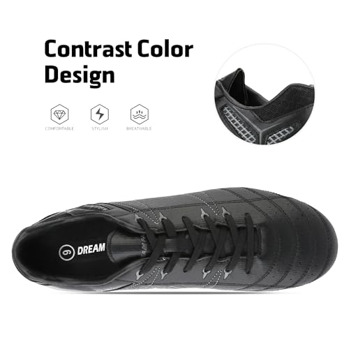 DREAM PAIRS Mens Cleats Football Soccer Shoes, 471-black-grey - 11 (160471-M),Size 9,Black/Grey,160471-M
