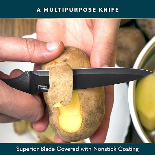 Home Hero 2 Pcs Utility Knife with Sheath - High Carbon Stainless Steel Kitchen Knife with Ergonomic Handle - Razor Sharp Multipurpose Chopping Knife (Stainless Steel 5-Inch Utility Knife)