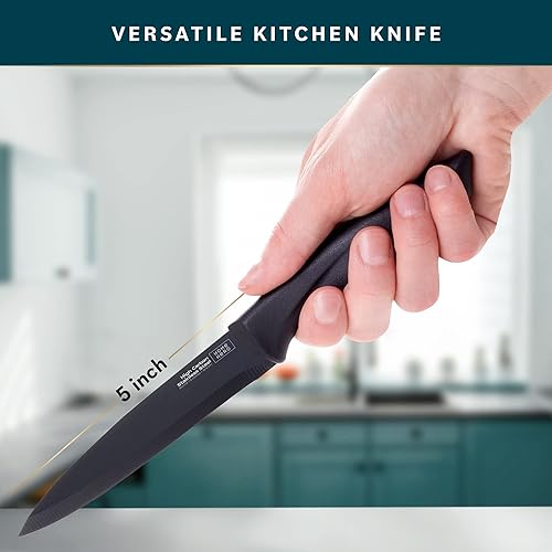 Home Hero 2 Pcs Utility Knife with Sheath - High Carbon Stainless Steel Kitchen Knife with Ergonomic Handle - Razor Sharp Multipurpose Chopping Knife (Stainless Steel 5-Inch Utility Knife)