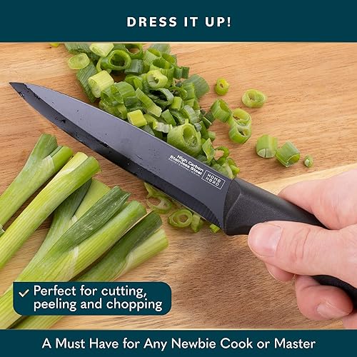 Home Hero 2 Pcs Utility Knife with Sheath - High Carbon Stainless Steel Kitchen Knife with Ergonomic Handle - Razor Sharp Multipurpose Chopping Knife (Stainless Steel 5-Inch Utility Knife)