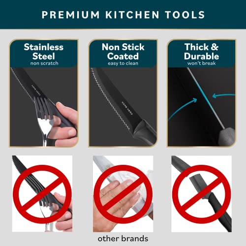 Home Hero 8 Pcs Kitchen Knife Set, Chef Knife Set & Steak Knives - Professional Design Collection - Razor-Sharp High Carbon Stainless Steel Knives with Ergonomic Handles (8 Pcs - Black)