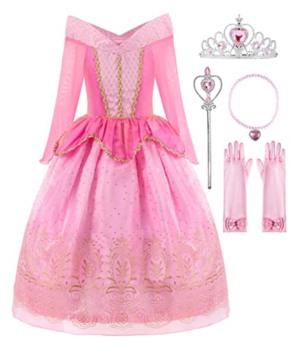 ReliBeauty Little Girls Princess Dress up Costume with Accessories, 3T (100), Pink