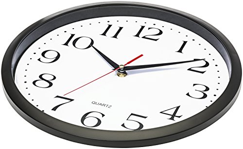 Bernhard Products Black Wall Clocks, 2 Pack Silent Non Ticking - 12 Inch Quality Quartz Battery Operated Round Easy to Read Home/Office/Classroom/Business/Kitchen/School Clock