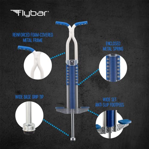 Flybar Foam Master Pogo Stick For Kids Boys & Girls Ages 9 & Up, 80 to 160 Lbs - Fun Quality Pogostick By The Original Pogo Stick Company, Silver/Blue