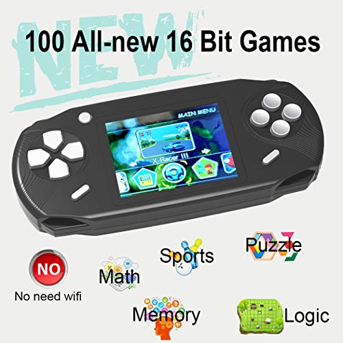 Beijue 16 Bit Handheld Games for Kids Adults 3.0'' Large Screen Preloaded 100 HD Classic Retro Video Games no Need WiFi USB Rechargeable Seniors Electronic Game Player Birthday Xmas Present (Black)