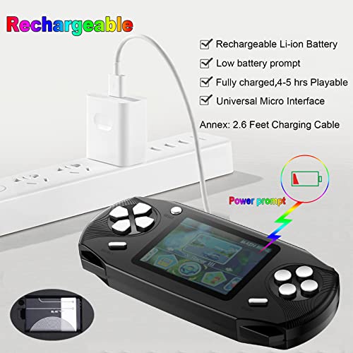 Beijue 16 Bit Handheld Games for Kids Adults 3.0'' Large Screen Preloaded 100 HD Classic Retro Video Games no Need WiFi USB Rechargeable Seniors Electronic Game Player Birthday Xmas Present (Black)
