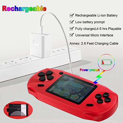 Beijue 16 Bit Handheld Games for Kids Adults 3.0'' Large Screen Preloaded 100 HD Classic Retro Video Games no Need WiFi USB Rechargeable Seniors Electronic Game Player Birthday Xmas Present (Red)
