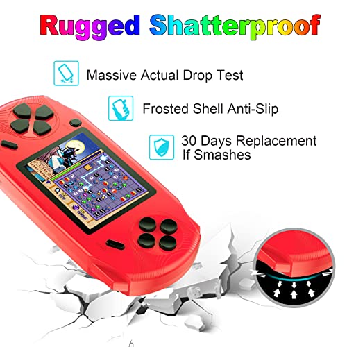 Beijue 16 Bit Handheld Games for Kids Adults 3.0'' Large Screen Preloaded 100 HD Classic Retro Video Games no Need WiFi USB Rechargeable Seniors Electronic Game Player Birthday Xmas Present (Red)