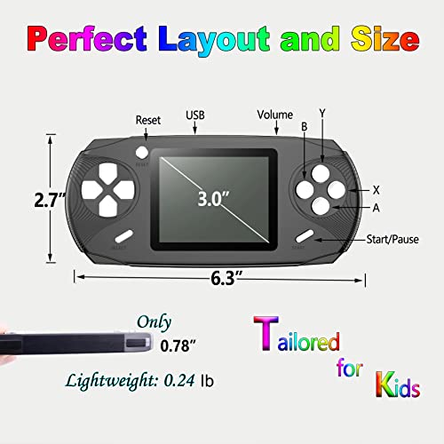 Beijue 16 Bit Handheld Games for Kids Adults 3.0'' Large Screen Preloaded 100 HD Classic Retro Video Games no Need WiFi USB Rechargeable Seniors Electronic Game Player Birthday Xmas Present (Black)