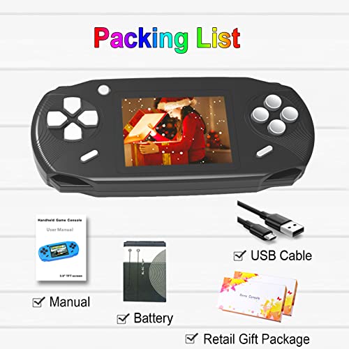 Beijue 16 Bit Handheld Games for Kids Adults 3.0'' Large Screen Preloaded 100 HD Classic Retro Video Games no Need WiFi USB Rechargeable Seniors Electronic Game Player Birthday Xmas Present (Black)