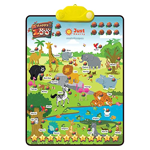 Just Smarty Zoo Animals Toddler Learning Toys Ages 3-6 | Animal Sounds, Counting & Memory Toddler Activities | Learning Resources Animals for Kids | Animal Facts Game | Toddler Learning Activities