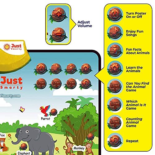 Just Smarty Zoo Animals Toddler Learning Toys Ages 3-6 | Animal Sounds, Counting & Memory Toddler Activities | Learning Resources Animals for Kids | Animal Facts Game | Toddler Learning Activities