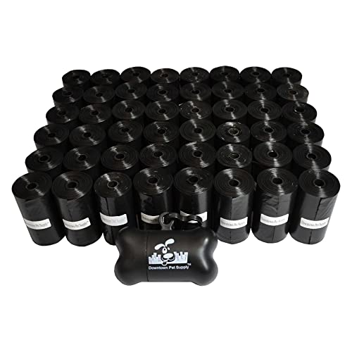 960 Pet Waste Bags, Dog Waste Bags, Bulk Poop Bags with Leash Clip and Bone Bag Dispenser - (960 Bags, Black)