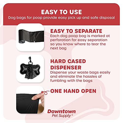 960 Pet Waste Bags, Dog Waste Bags, Bulk Poop Bags with Leash Clip and Bone Bag Dispenser - (960 Bags, Black)