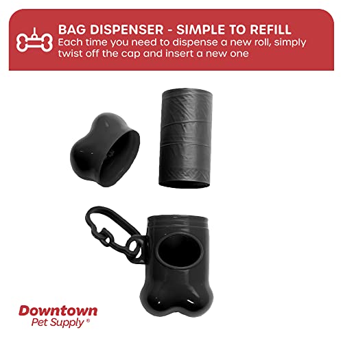 960 Pet Waste Bags, Dog Waste Bags, Bulk Poop Bags with Leash Clip and Bone Bag Dispenser - (960 Bags, Black)