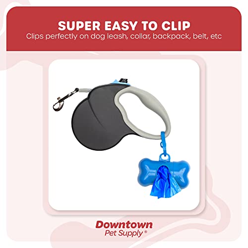 220 Pet Waste Bags, Dog Waste Bags, Bulk Poop Bags with Leash Clip and Bone Bag Dispenser - (220 Bags, Blue)