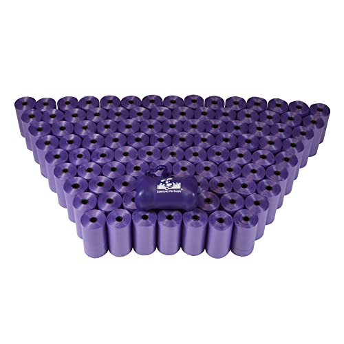 2200 Pet Waste Bags, Dog Waste Bags, Bulk Poop Bags with Leash Clip and Bone Bag Dispenser - (2200 Bags, Purple)