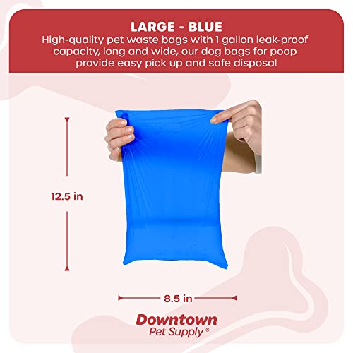 220 Pet Waste Bags, Dog Waste Bags, Bulk Poop Bags with Leash Clip and Bone Bag Dispenser - (220 Bags, Blue)