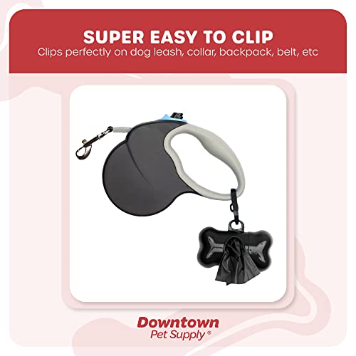 220 Pet Waste Bags, Dog Waste Bags, Bulk Poop Bags with Leash Clip and Bone Bag Dispenser - (220 Bags, Black)