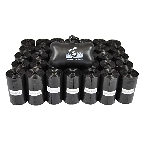 700 Pet Waste Bags, Dog Waste Bags, Bulk Poop Bags with Leash Clip and Bone Bag Dispenser - (700 Bags, Black)
